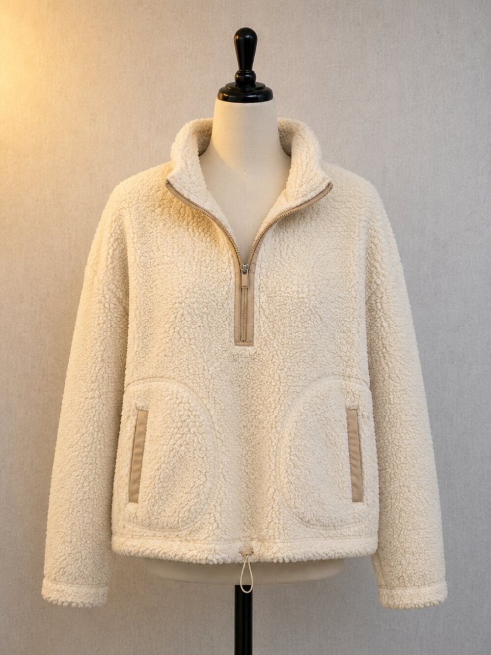 No Boundaries Cream Sherpa Fleece Zip-Up Jacket